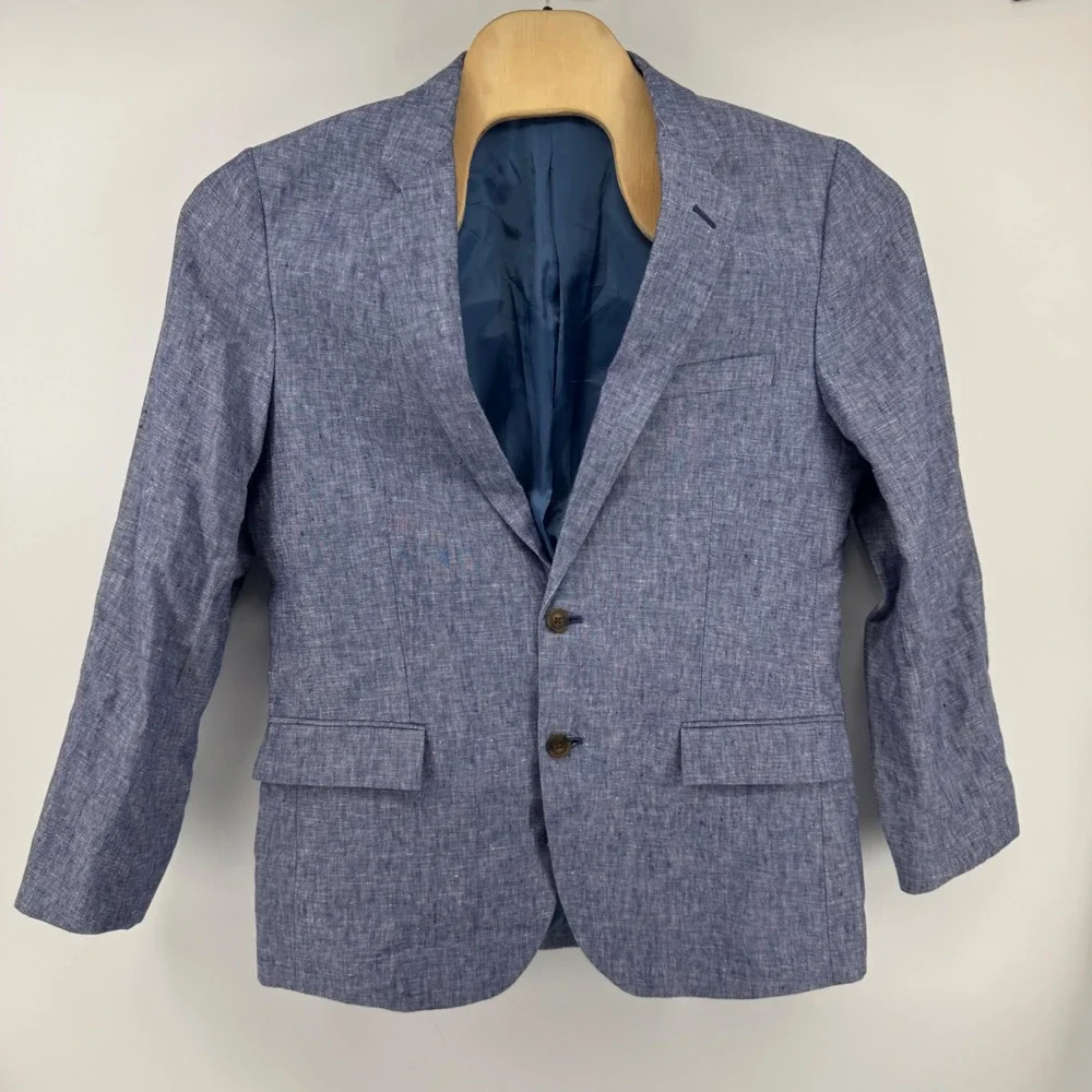J.Crew Thompson Mens 42R Blazer Blue Linen Blend Two Button Sport Coat K8545 NEW